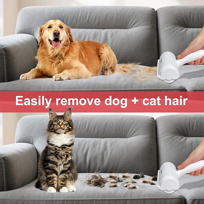 Roller Pet Hair Removal Tool – Reusable Lint Roller for Dogs & Cats – Self-Cleaning Fur Remover Brush - Portable, Multi-Surface Fur Removal Tool - Glove Brush and Pet Hair Extra Sticky Roller