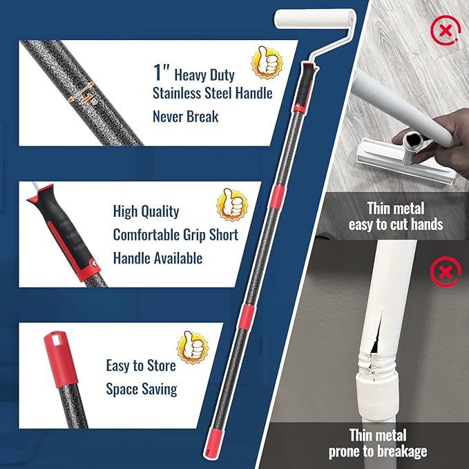 Lint Rollers for Pet Hair Extra Sticky, 9.45" Wide Large Lint Roller, 240 Adhesive Sheets Rollers, 51" Long Handle Sticky Mop for Carpets, Clothing, Floor, Bed, Home Cleaning, Loving Pet Owners