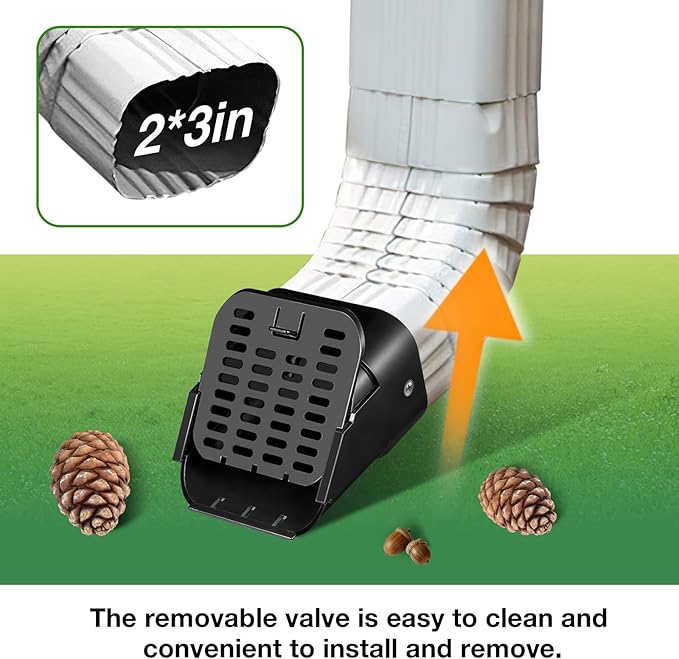 2"x3" Type-A Gutter Downspout Extensions Gutter Downspouts Downspout Diverter Outlet Filter and Leaf Guard for Bottom of Downspouts Extender
