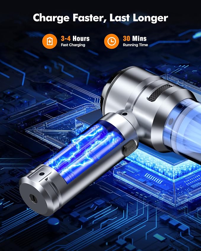 Car Vacuum,3 Suction Modes,Portable Mini Cordless Cleaner with 24000pa Suction Power,Type-C Charge,Handheld Vacuum for Home,Car,Birthday Gifts for Men Dad Husband (Starlight Bright Silver)