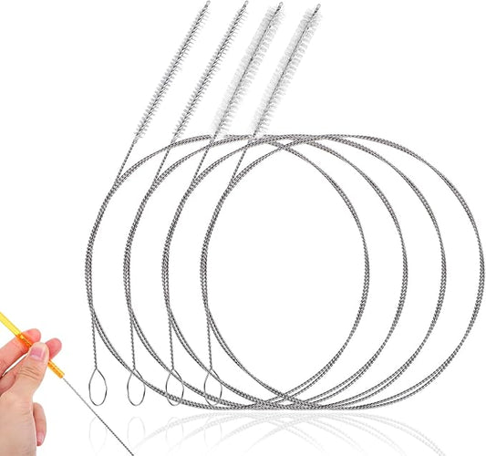 TIESOME 4 Pack Flexible Tube Cleaning Brushes, 39.37 and 47.24 Inch Stainless Steel and Nylon Bristles for Home Kitchen Car Sunroof Drain Fish Tank Fridge Pipe