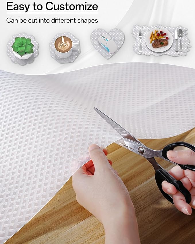 Shelf and Drawer Liner for Kitchen Cabinet, Non-Adhesive 24in x 120in Waterproof Contact Paper Refrigerator Liners Thickened Durable EVA Material Non Slip Mat for Dresser Cupboard Pantry Protector