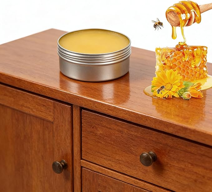 Bees wax furniture polish and cleaner,Premium Beeswax Paste Wood Finish & Polish Cutting Board Sealer,Protects & Restores All Wood Furniture Polish for Floors,Cabinets,Tables,Doors(100g)