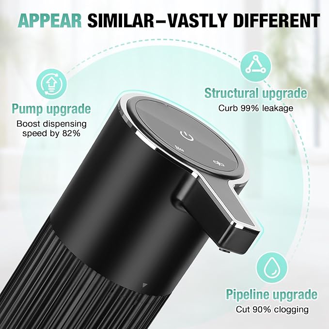 2 Pack Automatic Soap Dispenser: 14oz Plastic - Touchless 4 Level Adjustable Wall Mount Black Rechargeable Electric Auto Smart Liquid Soap Dispenser Set - Bathroom Kitchen Hand Dish Lotion