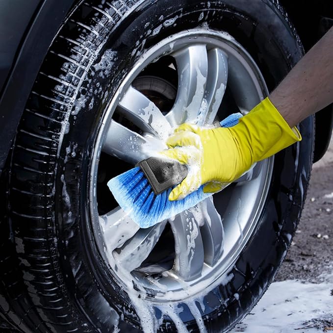 10" Car Wash Brush Head with Soft Bristles - Gentle on Paint, Compatible with Poles, Perfect for Cars, Trucks, RVs, Boats, Decks, and More (Blue)