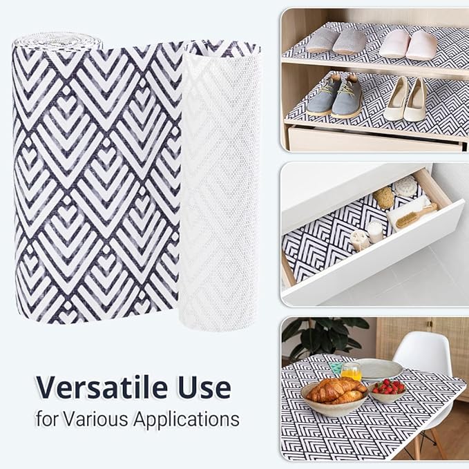 Grip Shelf Liners, Non-Slip Drawer Protector Liner, Non Adhesive Shelves Mat Thickened Plastic Protection for Kitchen Cabinets Cupboards Dresser Pantry Bathroom Office, 11.8in x 20ft