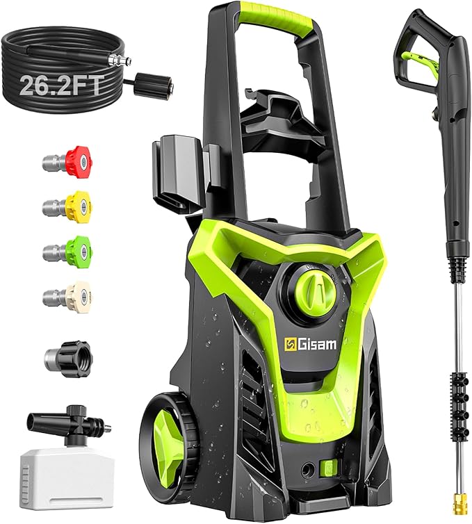 Pressure Washer, Portable Power Washer, 4 Nozzles & Detachable Foam Cannon for Easy Use, Home/Driveway/Car Wash/Patio/Fence Power Washer with Surface Cleaner
