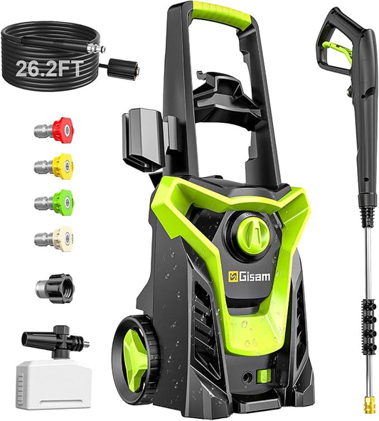 Pressure Washer, Portable Power Washer, 4 Nozzles & Detachable Foam Cannon for Easy Use, Home/Driveway/Car Wash/Patio/Fence Power Washer with Surface Cleaner
