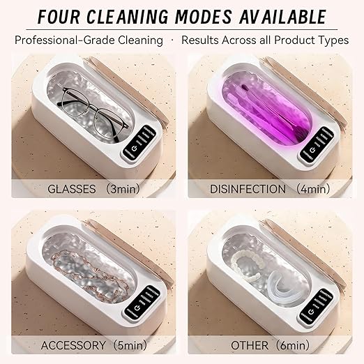 48kHz Ultrasonic Jewelry Cleaner Machine,350ml Stainless Steel Tank,4 Modes for Eyeglasses,Rings,Jewelry & More,Touch Screen Control,Gift for Wife,Mom,Daughter