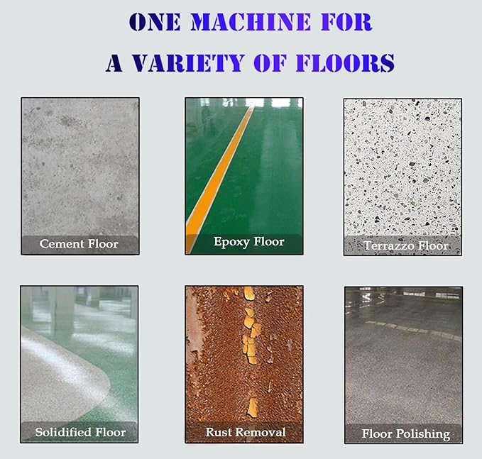 Concrete Floor Grinder Polishing Buffer Machine Hand-Push Cement Ground Grinder 20L Dust Bucket for Epoxy Terrazzo Floor with Blower 220V