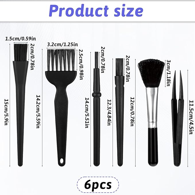 6 PCS Mini Keyboard Cleaning Brushes Kit, Small Keyboard Brush Nylon Anti Static Dusting Brush Electronics Cleaning Small Spaces, Keyboards Cleaner Brushes for Cleanings Computer Motherboard Camera