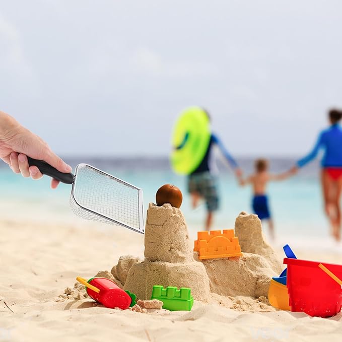 Beach Shell Shovel with Fine Mesh Sifter 10.43 Inch Lightweight Portable Sand Scoop for Reptile Substrate Cleaning and Outdoor Beach Use