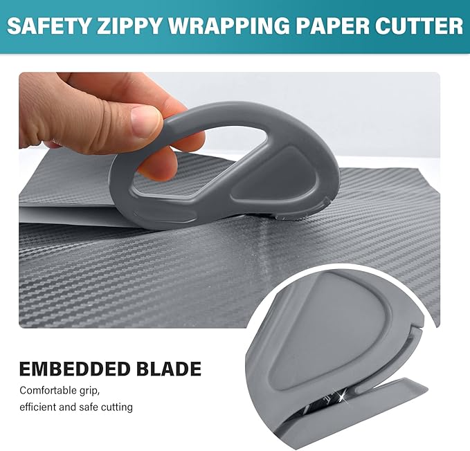 Gomake Vehicle Vinyl Wrap Window Tint Film Tool Kit Include 4 Inch Felt Squeegee, Retractable 9mm Utility Knife and Blades, Zippy Vinyl Cutter and Mini Go Corner Squeegee for Car Wrapping