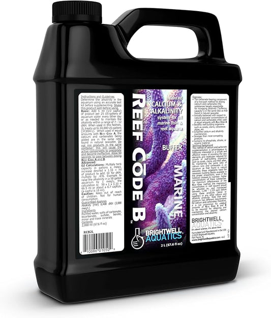 Brightwell Aquatics - Reef Code B - Balanced Calcium & Alkalinity System Water Conditioner - For All Saltwater Marine Fish & Reef Fish Tanks - Aquarium Water Treatments, 67.6 fl oz