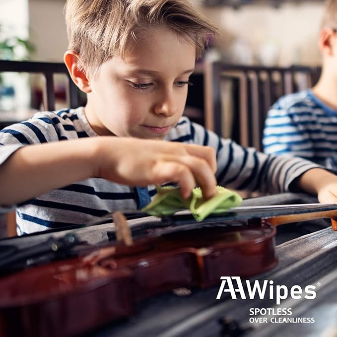AAwipes Microfiber Plush Polishing Cloths for Musical Instruments (12"X12", 12 Packs, No Logo, Blue, Yellow, Green) Premium Cleaning Cloths for Piano, Guitar, Trumpet, Saxophone, Laptop