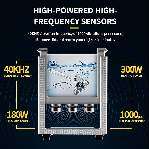 Ultrasonic Cleaner 6L Dual-Frequency Professional Digital Stainless Steel Cleaning Machine with Heater Timer for Denture, Coins, Small Metal Parts, Circuit Board, Lab Tools, etc