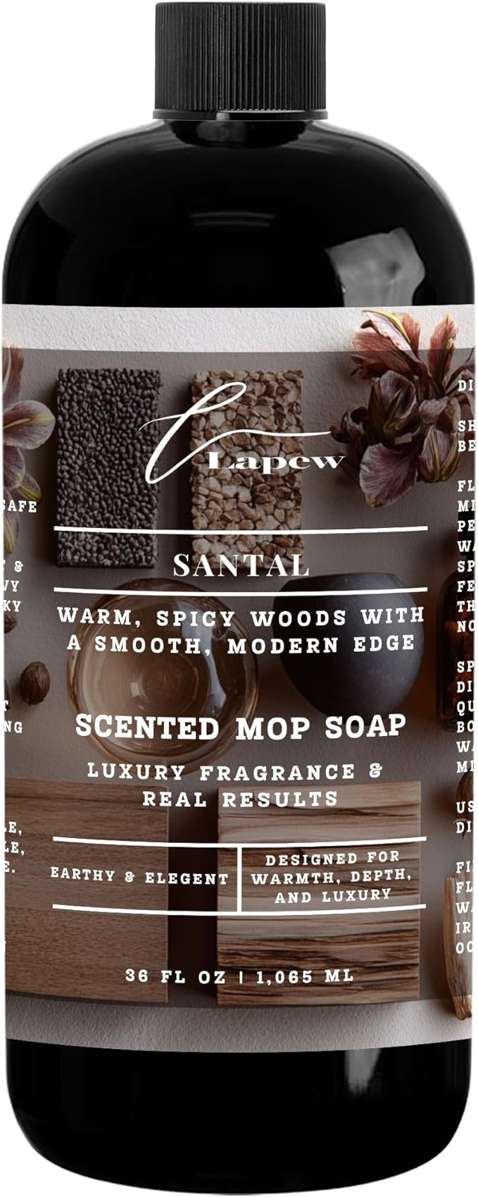 Luxury Floor Cleaner, Scented Mop Soap Concentrate | Hard Floor Cleaner for Tile, Vinyl, Laminate, LVP & Sealed Hardwood | Low-Foam, Streak-Free | 36 oz | Santal