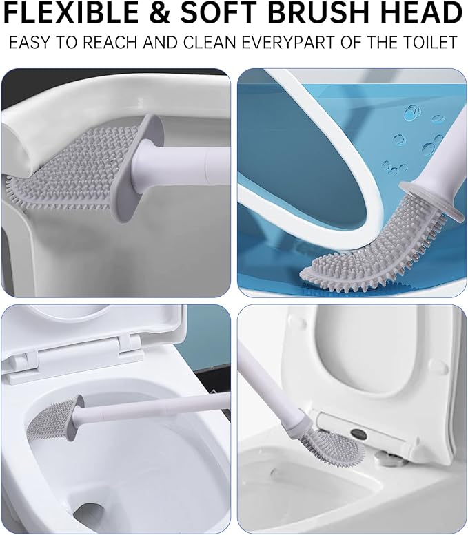 RV Toilet Bowl Brush 2pcs, Toilet Brush Silicone Won't Damage Toilets, Wall Mounted Toilet Brush-Anti-Roll, Anti-Drip Design, Suitable for RV Travel Trailers and Campers, Made by RVers for RVers (2)