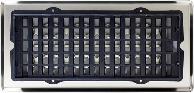 Decor Grates (4-Pack) ECH410-NKL Eclipse Floor Register, 4x10 Inches, Brushed Nickel Finish