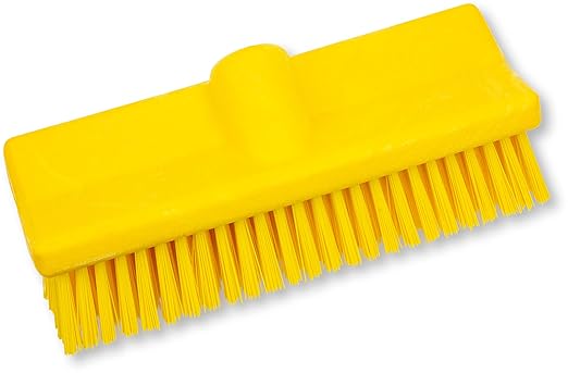 SPARTA 40423EC04 Plastic Floor Scrub Brush, Wall Brush, Equipment Brush With Nonabsorbent Bristles For Industrial Kitchens, Hospitals, Commercial Cleaning, 10 Inches, Yellow, (Pack of 2)