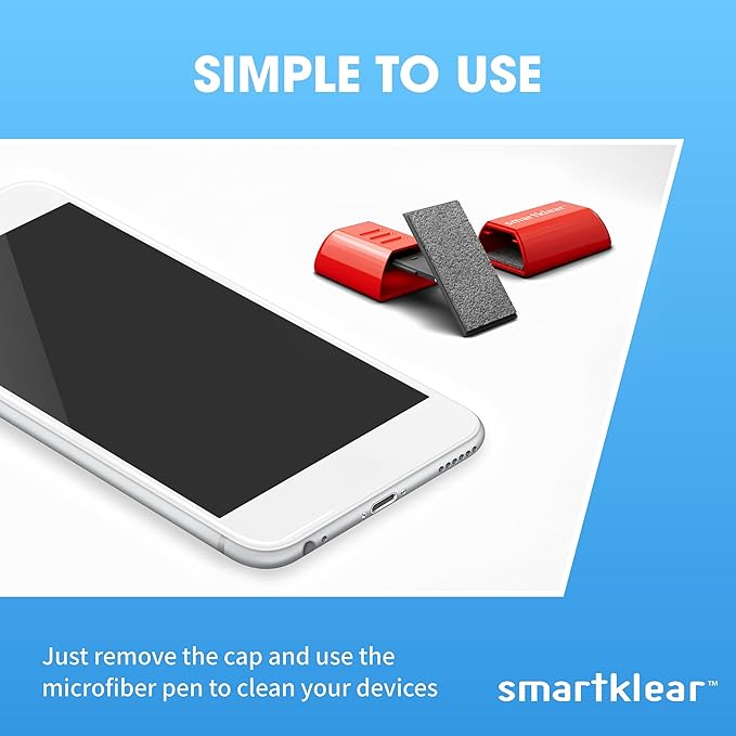 CarbonKlean SmartKlear Smart Phone Screen Cleaner - Compatible with iPhones, Androids, and More - Cleaner with Carbon Microfiber Tech-Injected Red-1 Count (Pack of 1)