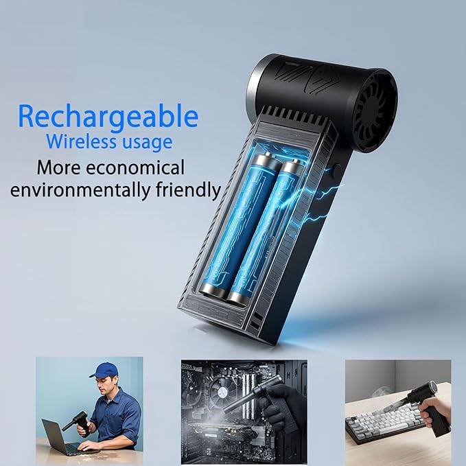 Electric Compressed Air Duster -120000RPM Super Power Cordless Air Duster, Rechargeable Brushless Motor Durable Blower, 4-Gear Adjustable Dust Blower for Computer,PC,Keyboard Charging