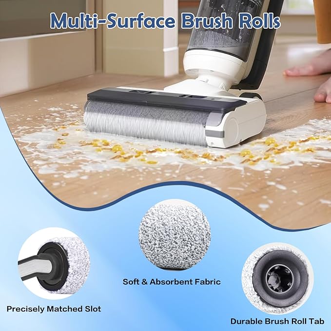 Roller Brush and Filters Replacement Parts for Tineco Floor ONE S5/S5 Pro/S5 Pro 2/S5 Extreme Cordless Wet Dry Vacuum Cleaner- 2 Roller Brushes + 4 HEPA Filters + 1 Cleaning Brush (7 Pcs)