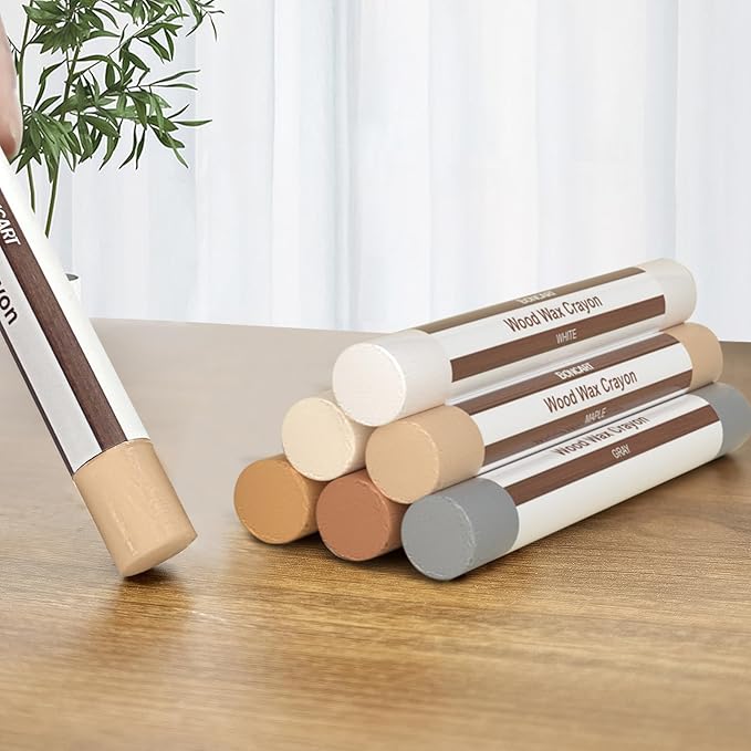 Wood Filler Sticks,6 Colors Wood Wax Crayons,Easy Repair Scratches, Scuffs, Cracks and Nail Holes on Wood Furniture, Floors, Cabinets, Tables, and Doors
