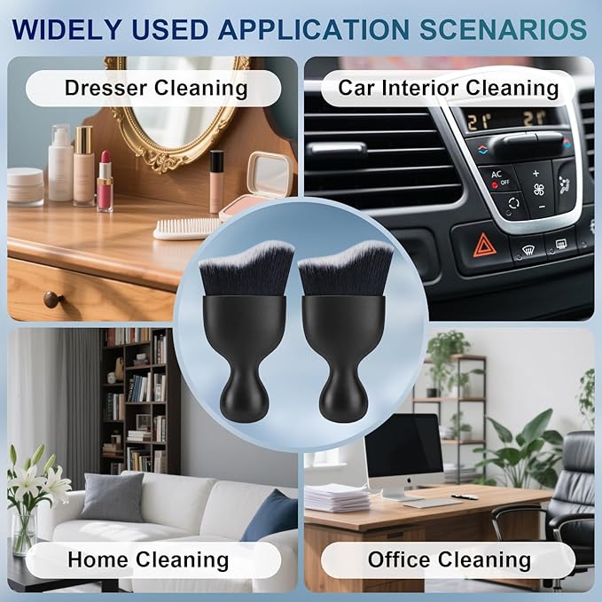 2 PCS Car Interior Detailing Brush, Auto Car Dusting Brushes, Soft Bristles Duster Removal Cleaning Tool for Dashboard Interior, Exterior, Skylight, Leather, Dust Brush, Black & White