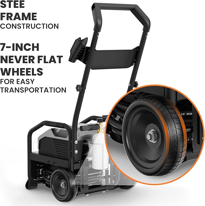 Giraffe Tools Crossfalls Retractable Pressure Washer Ultra - Mount Versatility (Wall Mounted, Trolley & Freestanding), Electric Power Washer with 1000H All-Copper Pump, Brushless Motor