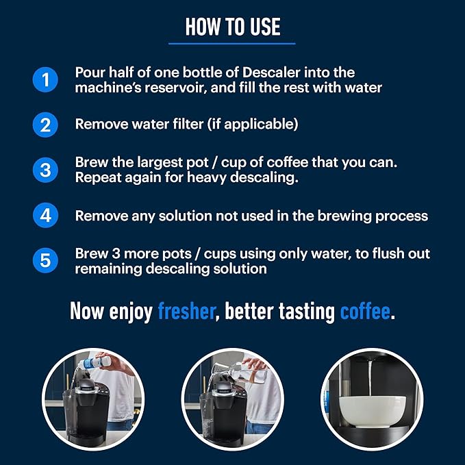 Essential Values Descaling Solution (8 fl oz / 236 ml) – Coffee Maker Cleaner for Nespresso, Keurig, Breville & More – Works on All Machines & Espresso Makers – Made in USA