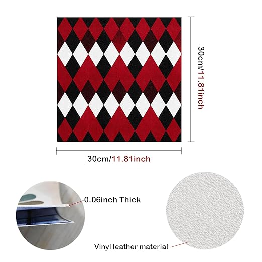 Nuxovilar Peel and Stick Vinyl Floor Tiles, 11.8"x11.8" Red & Black Argyle Pattern, 10-Pack Self-Adhesive Flooring