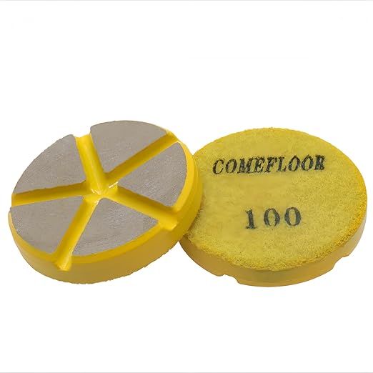 Hybrid Ceramic Transitional Diamond Polishing Pucks for Concrete Terrazzo Floor, 3 Inch Hook and Loop Aggressive Floor Grinding Discs, 100# 3PCS