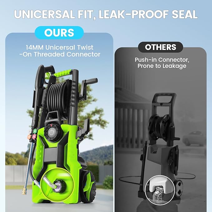 5000 PSI Adjustable Pressure Cleaner, 2025 New Power Cleaner Pressure Adjustable (2500PSI-5000PSI) with 33ft Pressure Hose, 4 Nozzle and Detergent Tank for Cars, Upgraded 7050