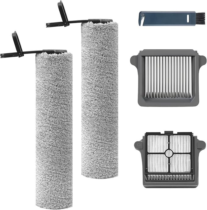 keluke Only Floor One S7 Pro【for S7 Pro Order After 2024 Aug】 Replacement Roller Brushes & Filters Compatible with Tineco Floor One S7 Pro Cordless Vacuum Cleaner, 2 Brush Rollers 2 HEPA Filters