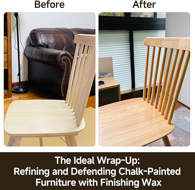 Non-Toxic Wood Wax for Furniture - 100% Natural Chalk Paint Wax for Sealing & Protecting Painted and Raw Wood Surfaces, Wooden Floors & More - Clear Protective Finish, 3.5 Oz (Includes Tools)