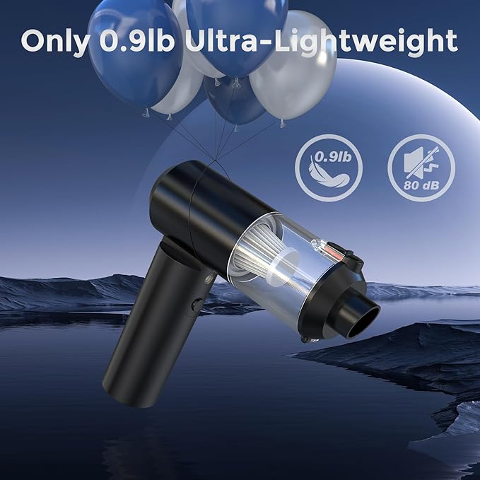 Car Vacuum Cordless: 12000Pa 2 in 1 Handheld Vacuum & Blower - Hand Vacuum Portable Cordless with Led Light, Multi-Nozzles for Car, Home, Office, Pet, Hair