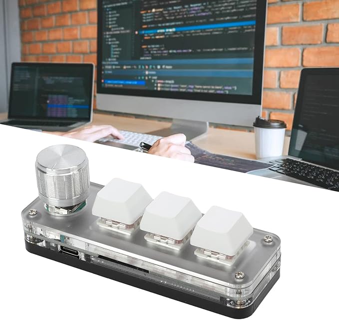 Dioche Mini Keypad RGB Mechanical One-Handed Gaming Keyboard - Custom Shortcut Functions for Office/Music/Industrial Control - 3 Keys, Plug and Play