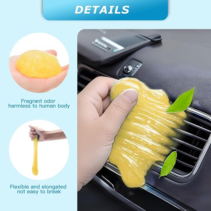 Car Cleaning Gel,Reusable Car Cleaning Putty for Interior Detailing, Car Cleaning Supplies, Auto Detailing Tools, Car Slime for Dust Removal, Car Accessories Interior, Car Cleaning Kit(Yellow, 0.8 OZ)