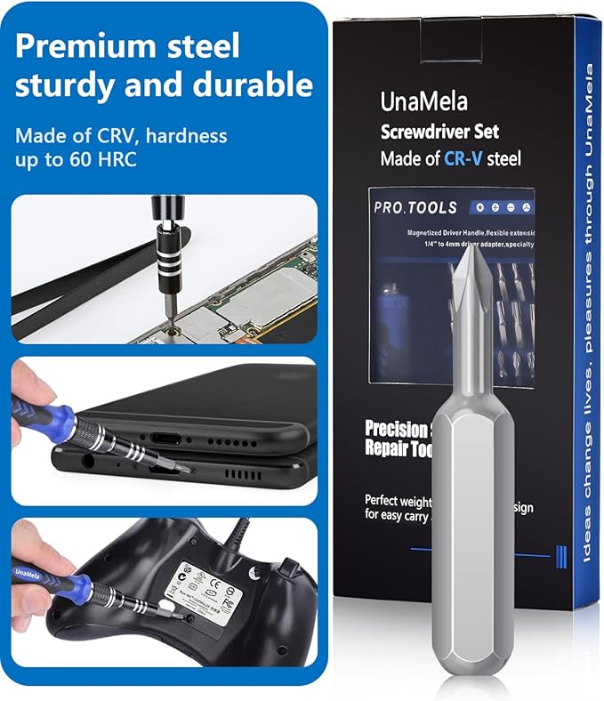 UnaMela Electronics Precision Screwdriver Set: 61 in 1 Small Magnetic Repair Tool Kit Mini Screw Driver with Case for Computer, Laptop, PC, iPhone, Xbox, PS4/5, Controller, Gamer Tech Gifts for Men
