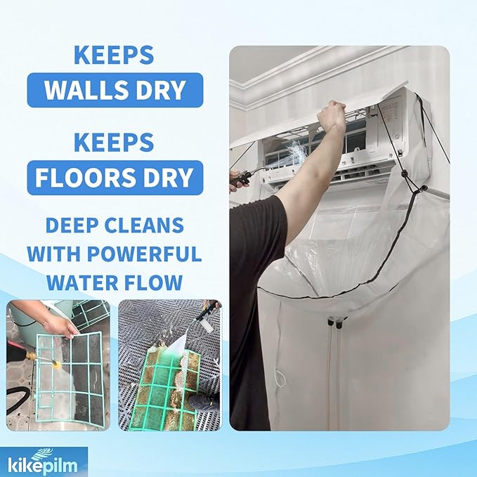 Mini Split Cleaning Bag Kit with Double Hose Drain, Double Bracket,Uniquely Designed Mini Split-Type Cleaning System Bag(30PCS,Small,White)