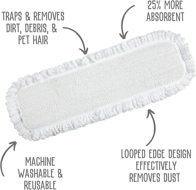 Quick Shine All-in-One Mop Kit 3 Pack Refill Microfiber Pads, 1 ea. of The Clean+Dust, Clean+Polish and Wet+Dry Pads