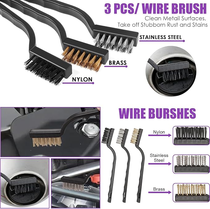 Viewsun Windshield Cleaner Tool, 17Pcs Purple Car Interior Cleaning Kit, Detailing Kit Cleaner, Detailing Brush, Cleaning Gel, Inside Cleaning Supplies Accessories for Trucks, SUVs, RVs Window