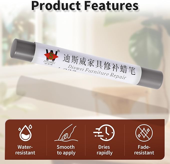 Wood Filler Sticks Pale Gray Furniture Scratch Repair Crayons Wood Floor Repair Wax Filler Sticks Furniture Repair Wax Crayons for Wooden Furniture, Floors, Cabinets & Tables
