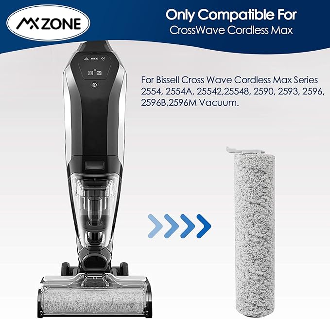 Replacement Wood Floor Brush Roller for Bissell CrossWave Cordless Max 2554 2590 2593 2596, for HydroSteam 35151 3513, Soft-touch Microfibers Washes Sealed Hardwood Floors While Picking Up Dry Debris