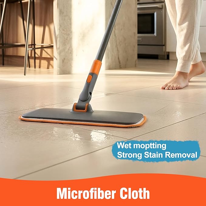 2-in-1 Wet Dry Flat Microfiber Mop for Hardwood Floors-Reusable Washable Pads, Telescoping Long Handle Floor Cleaner for Tile Laminate, Pet Hair Removal, Car Detailing & Window Cleaning