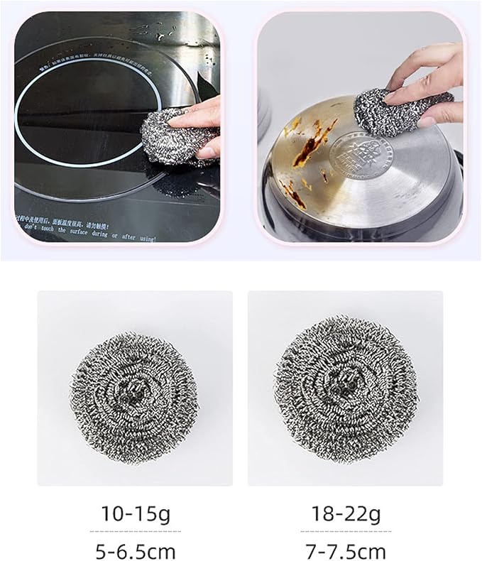 24 Pack Stainless Steel Scourers Sponges,Steel Wool scrubbers for stoves, pots, Cooker Hoods, etc. That are Difficult to Clean (24 Pack-Medium 20 Gram)