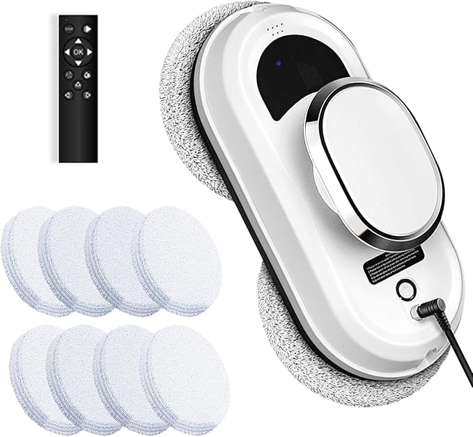 Window Cleaner Robot, 5600Pa Strong Suction Window Automatic Cleaning Robot, Smart Path Planning, Powerful Dual Spinning Mop, Remote Control, Dual Safety Protection for Effortless Cleaning