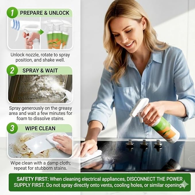 300 ml Cleanse Natural Enzyme Formula to Household Appliances, 2026 New Clease Multi-Purpose Cleaner, Kitchen Appliance Cleaner for Hold, Oven, Stove, Range Hood 1PCS