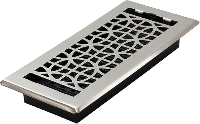 Decor Grates (4-Pack) ECH410-NKL Eclipse Floor Register, 4x10 Inches, Brushed Nickel Finish